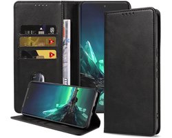 Smartphonica Telefoonhoesje Geschikt voor Motorola Edge 40 Neo Kunstleer met Magnetische sluiting en Pasjeshouders Bookcase met Klepje - Zwart geschikt voor Motorola Edge 40 Neo