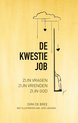 Boekcover 'De Kwestie Job' met een illustratie van een persoon die aan een ladder klimt, met hartjes die naar beneden vallen.