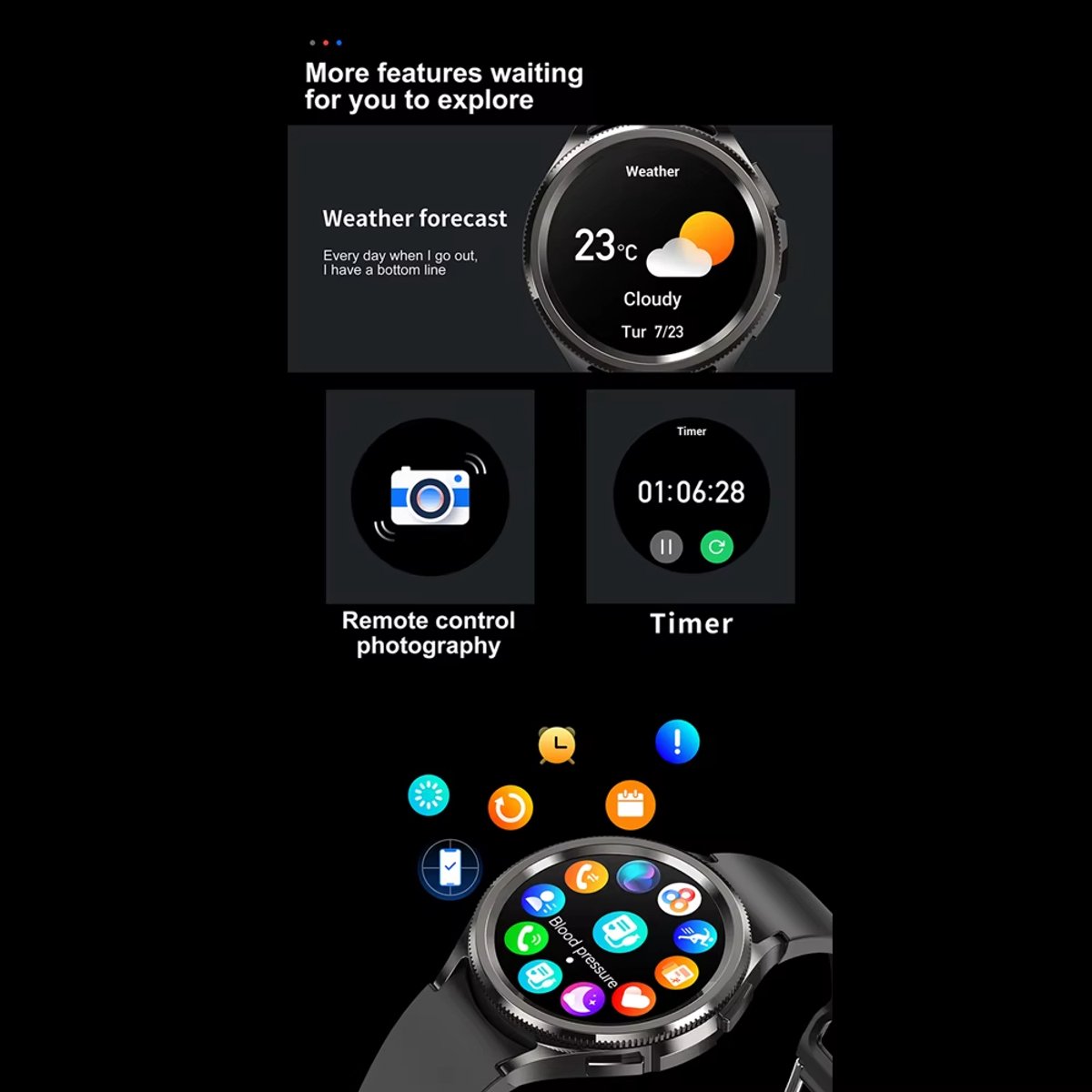 Afbeelding 2 van 2025 Smartwatch Heren AMOLED Zwart met GPS en Bluetooth