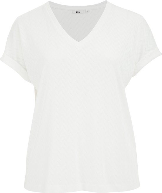 WE Fashion Dames T-shirt met opengewerkte structuur - Curve