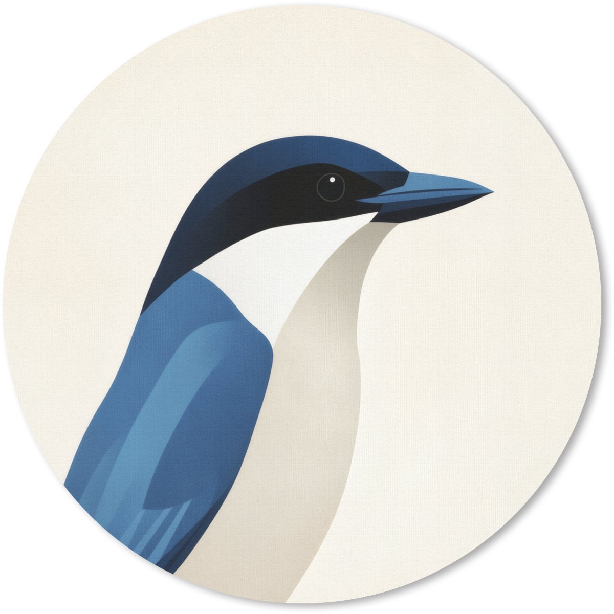 Muismat rond 30x30 cm - Mousepad Illustratie - Blauw - Vogel - Ronde muismatten