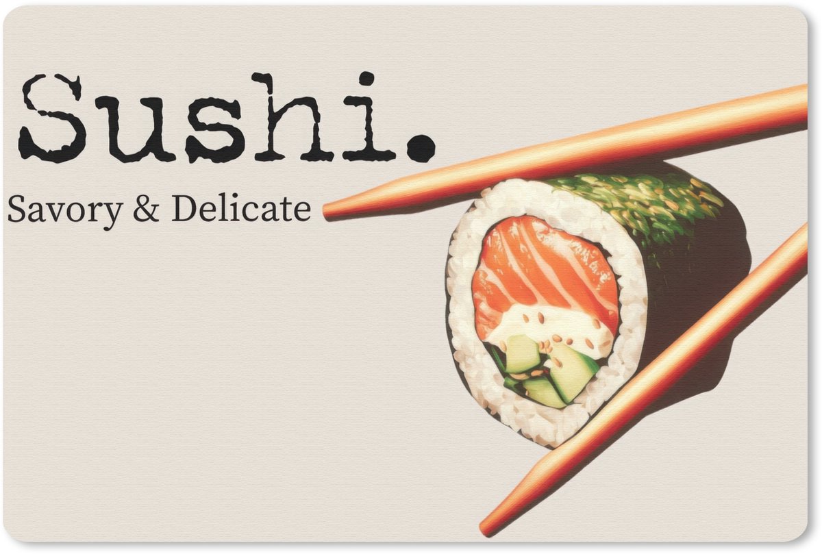 Muismat 27x18 cm - Mousepad Sushi - Zalm - Rijst - Japans - Muismatten