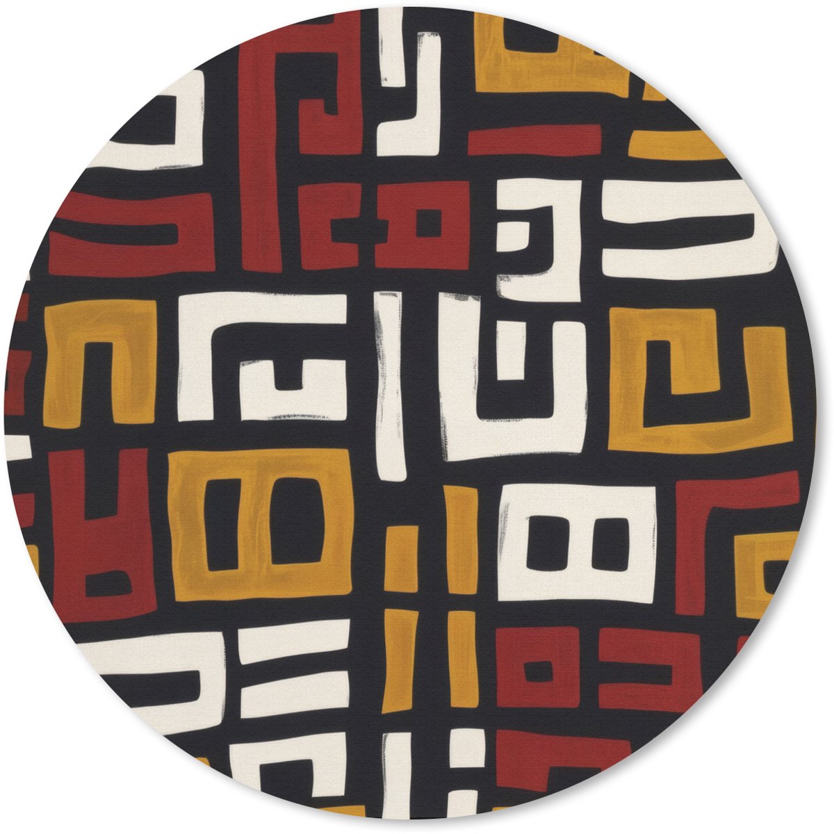 Muismat rond 50x50 cm - Mousepad Abstract - Patroon - Rood - Ronde muismatten