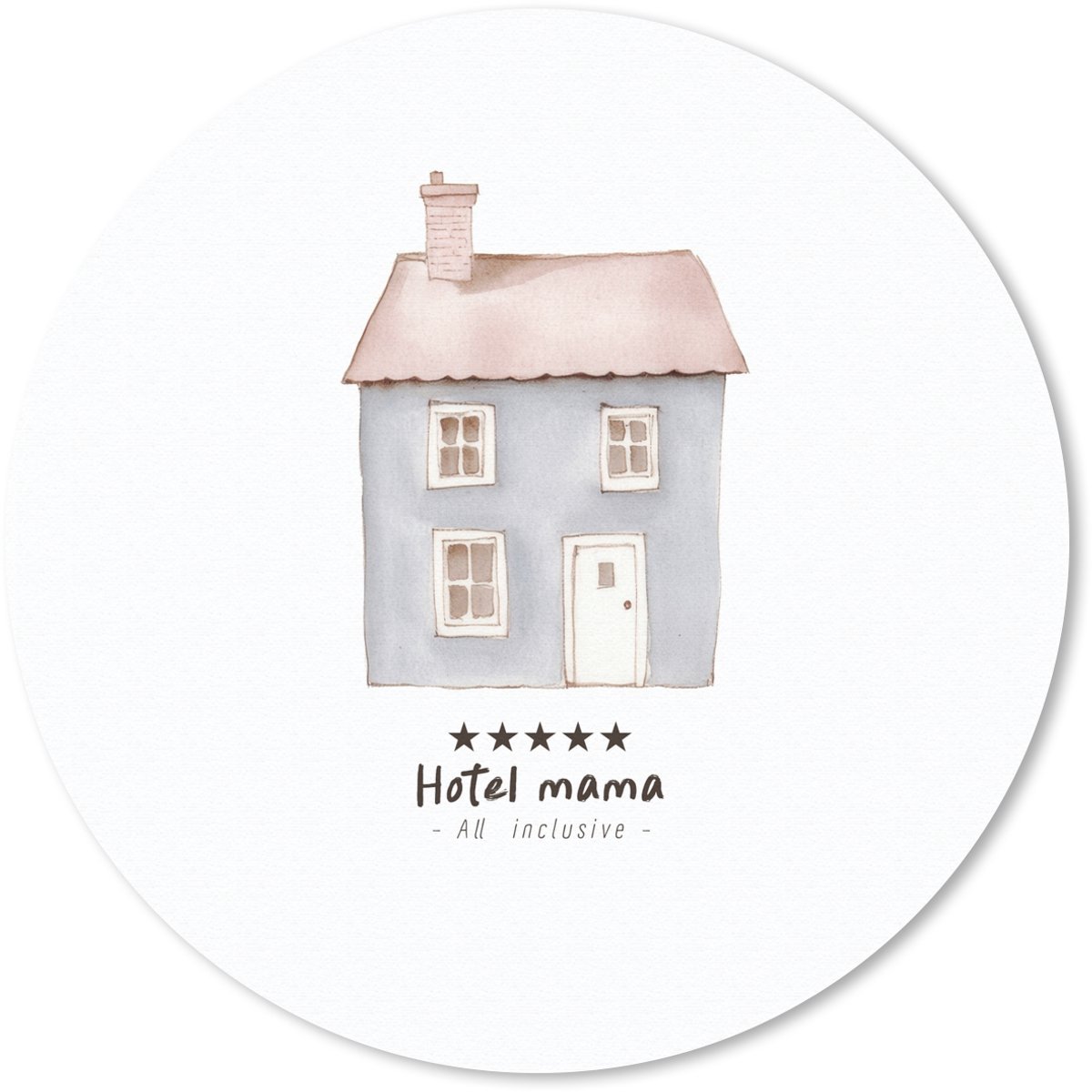 Muismat rond 20x20 cm - Mousepad Lichtblauw - Huisje - Mama - Tekst - Ronde muismatten