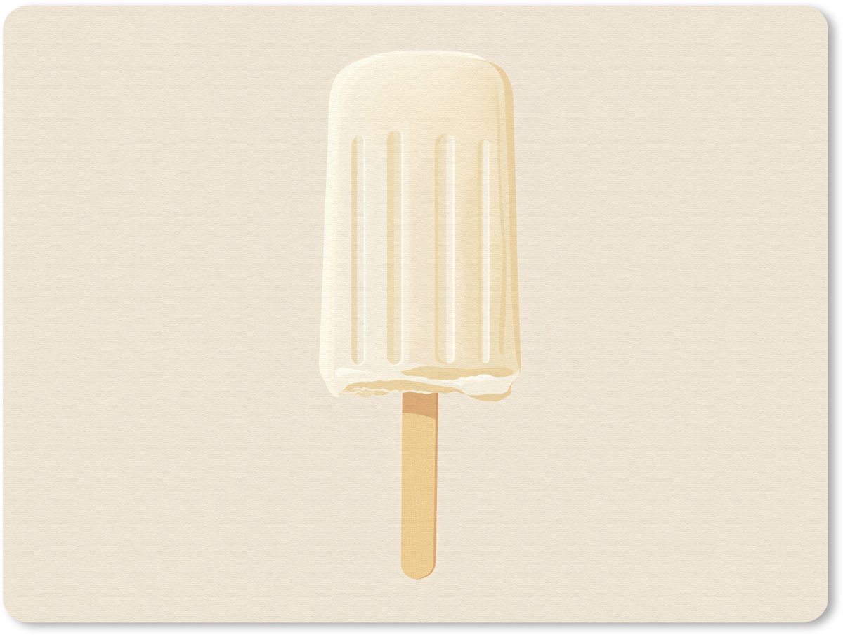Muismat 23x19 cm - Mousepad Minimalistisch - Waterijsje - Stokje - Beige - Muismatten