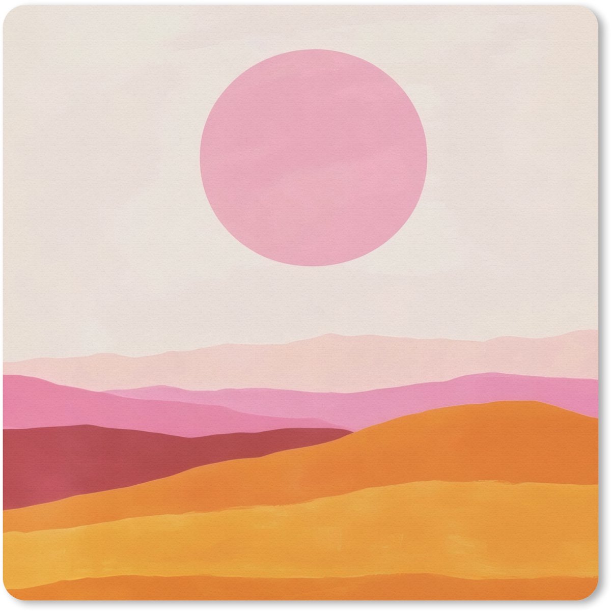 Muismat 30x30 cm - Mousepad Heuvels - Oranje - Zon - Abstract - Muismatten