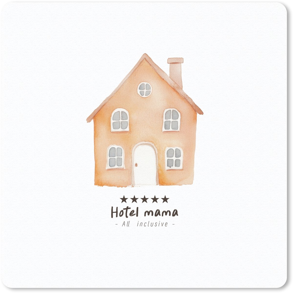 Muismat 30x30 cm - Mousepad Oranje - Huisje - Quote - Hotel - Muismatten