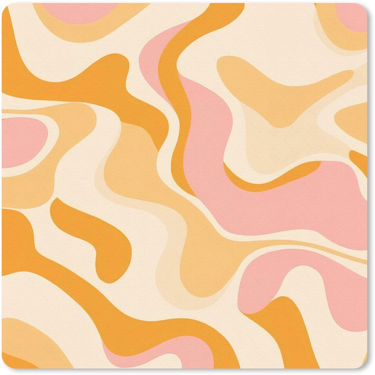 Muismat 20x20 cm - Mousepad Abstract - Golvend - Oranje - Muismatten