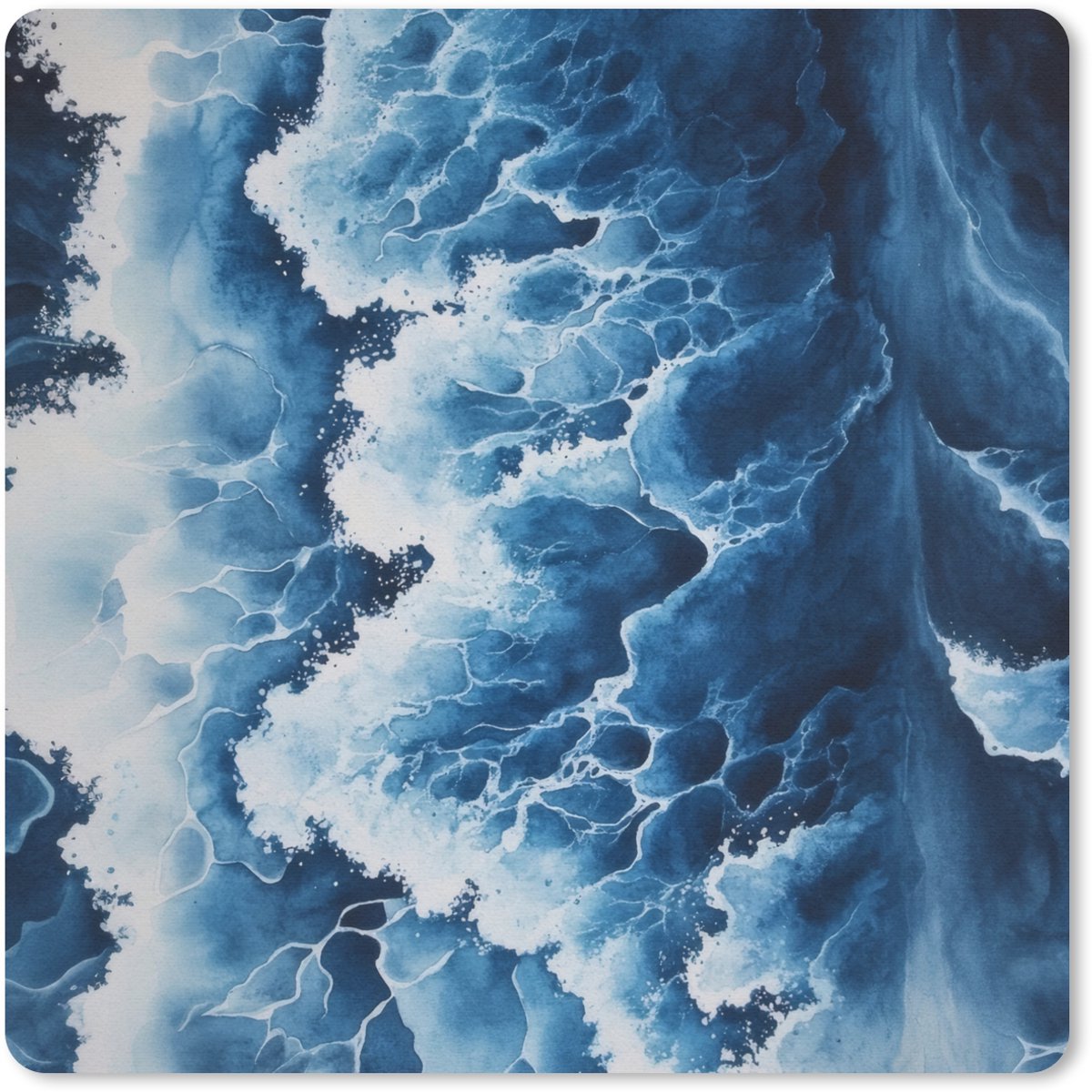 Muismat 30x30 cm - Mousepad Golven - Blauw - Schuim - Muismatten