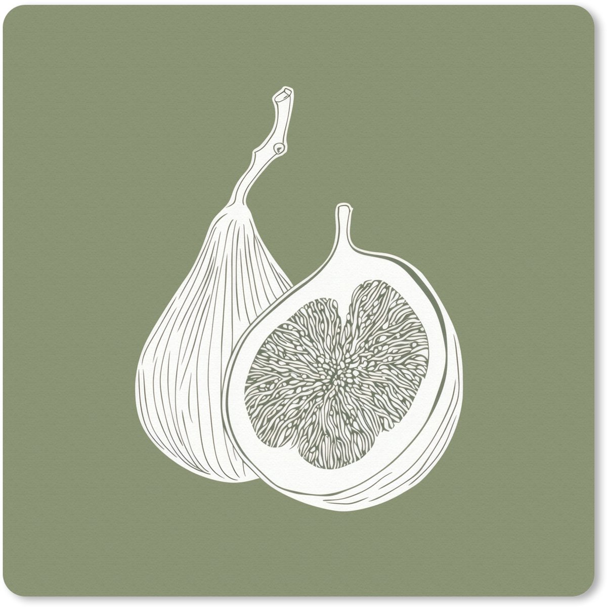 Muismat 30x30 cm - Mousepad Vijgen - Minimalistisch - Getekend - Mosgroen - Muismatten