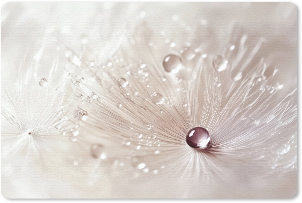 Muismat 27x18 cm - Mousepad Bloem - Abstract - Wit - Water - Natuur - Muismatten