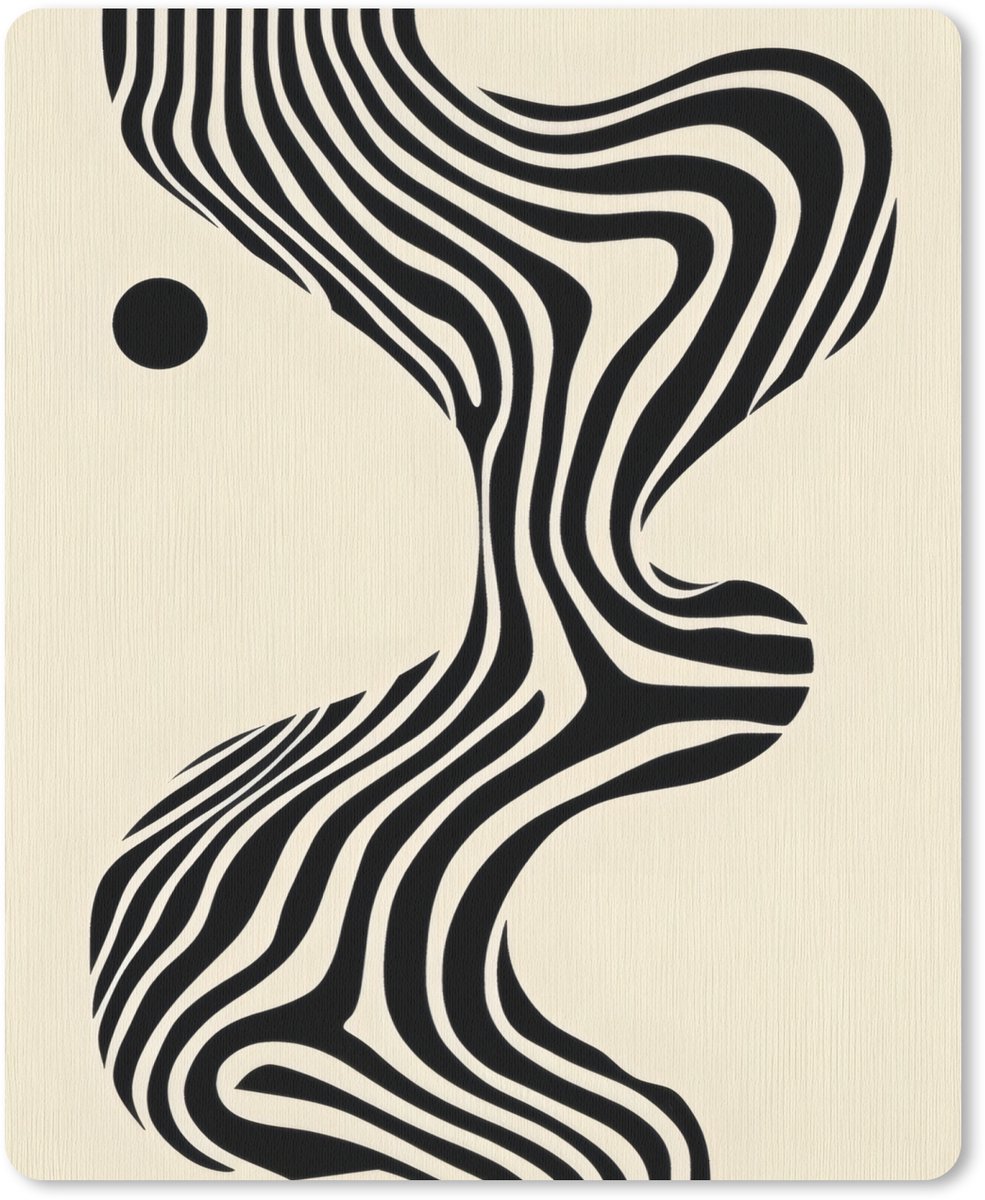 Muismat 19x23 cm - Mousepad Beige - Lijnen - Golvend - Abstract - Muismatten