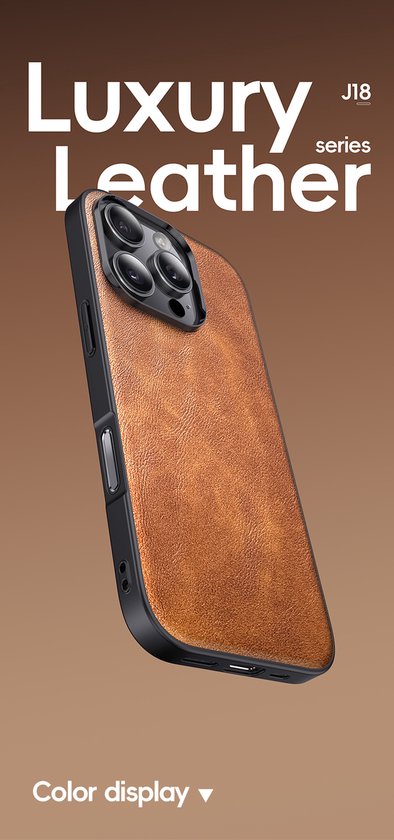Iphone 15 pro max backcover hoesje bruin leer