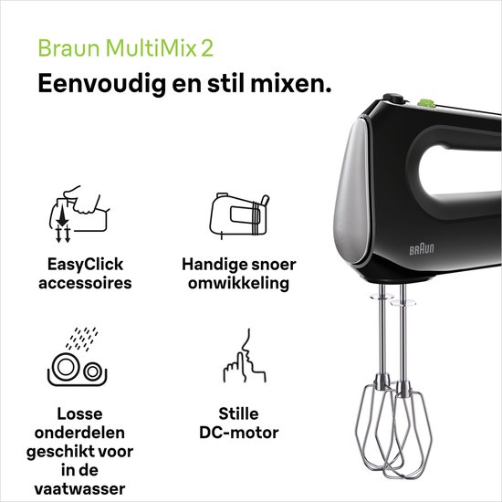Braun Household MultiMix 2 HM2110BK Hand Mixer - Hand Mixer with 4