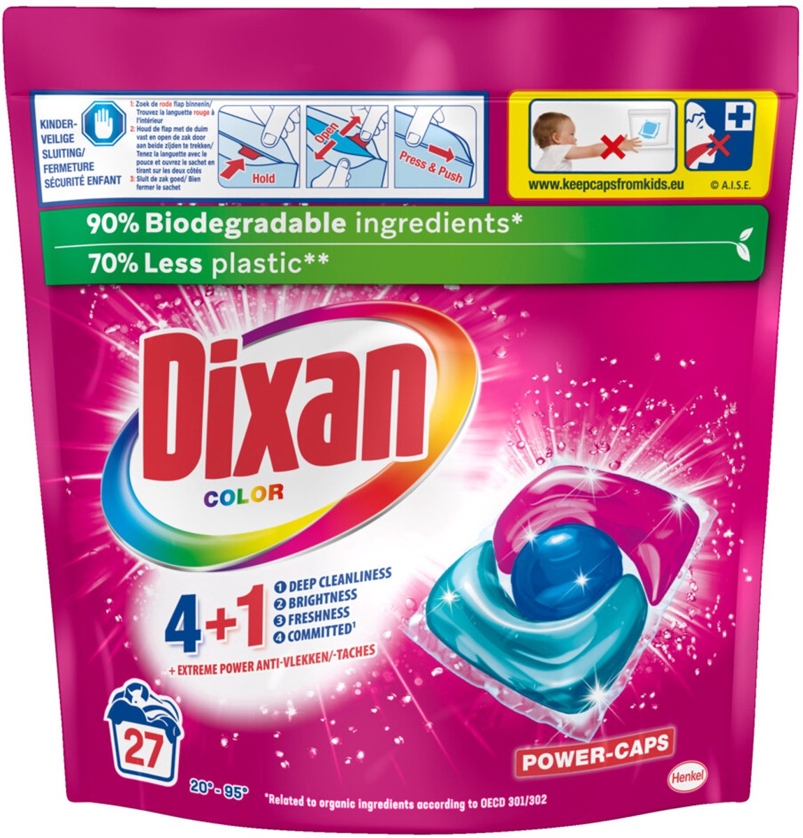 Dixan - Wascapsules Color - 27 wasbeurten - 5 x 324 gr - Voordeelverpakking