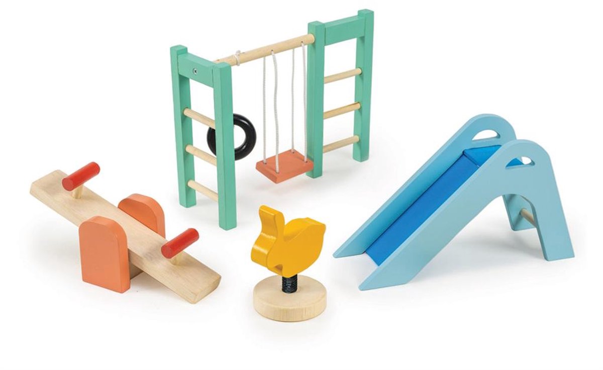 Mentari Speeltuinset houten poppenhuis speelgoed educatief.