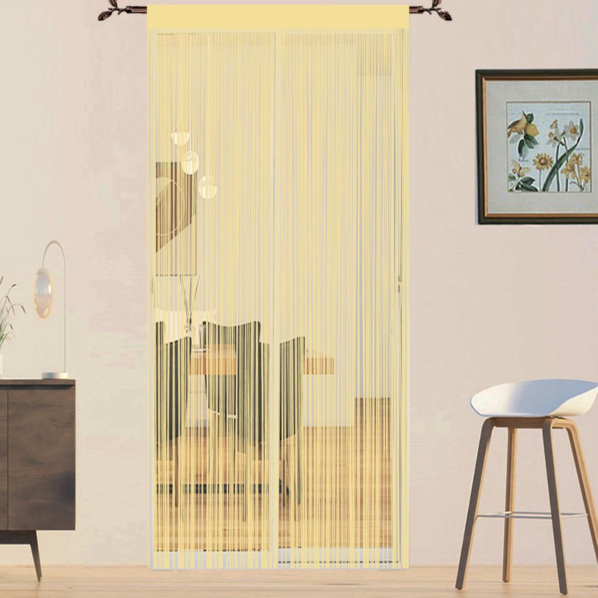 Unyqoos ® Decoratief Draadgordijn voor Deuren met Insectenbescherming en Ruimteverdelers, 90 x 200 cm geel