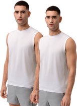 DANISH ENDURANCE Sport Tank Top voor Heren - Quick-Dry - Gerecycelde Materialen - Wit - Maat XL - 2-pack