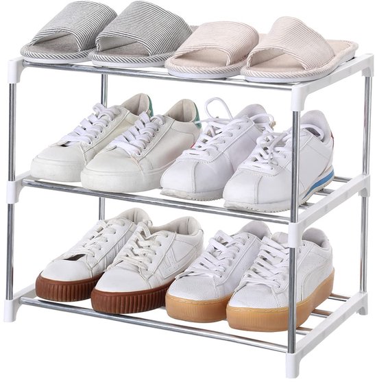 Ruimtebesparend Schoenenrek Slim Wit (2 Deuren 6 Paar, Geen Montage