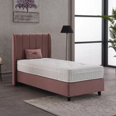 Bol.com Beddenscout24 1 Persoons Boxspring met opbergruimte Soho Roze Inclusief 24 cm cm matras en topper HR- Koudschuim aanbieding