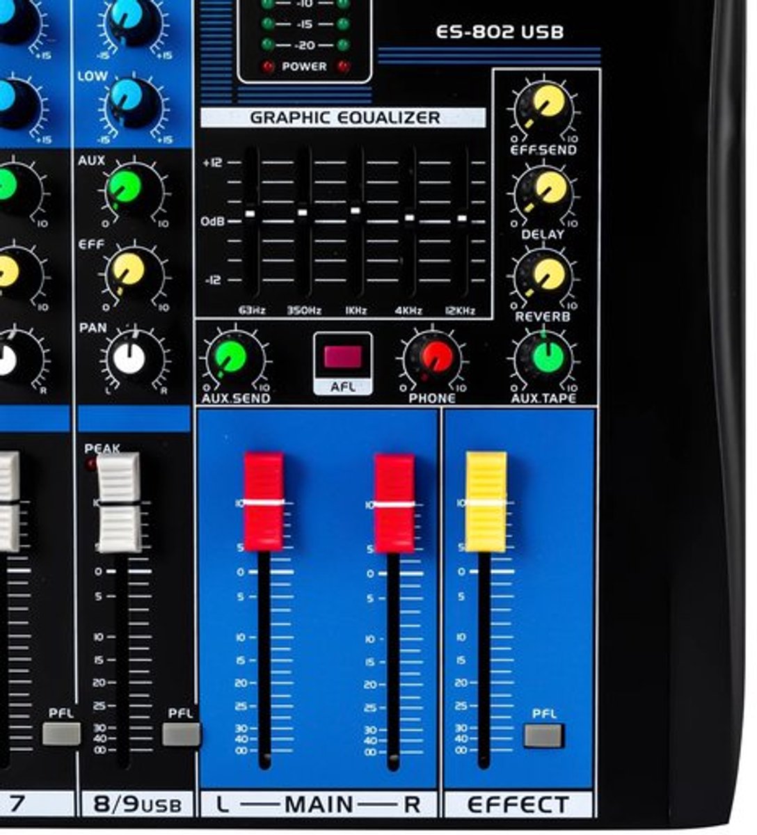 Gran Vida® - Stereo Geluidsmixer - 8 Kanalen - Bluetooth, XLR, USB & AUX - Zwart