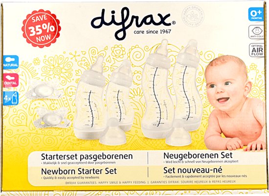 Difrax Newborn Baby Starter Pack Biberon et tétine