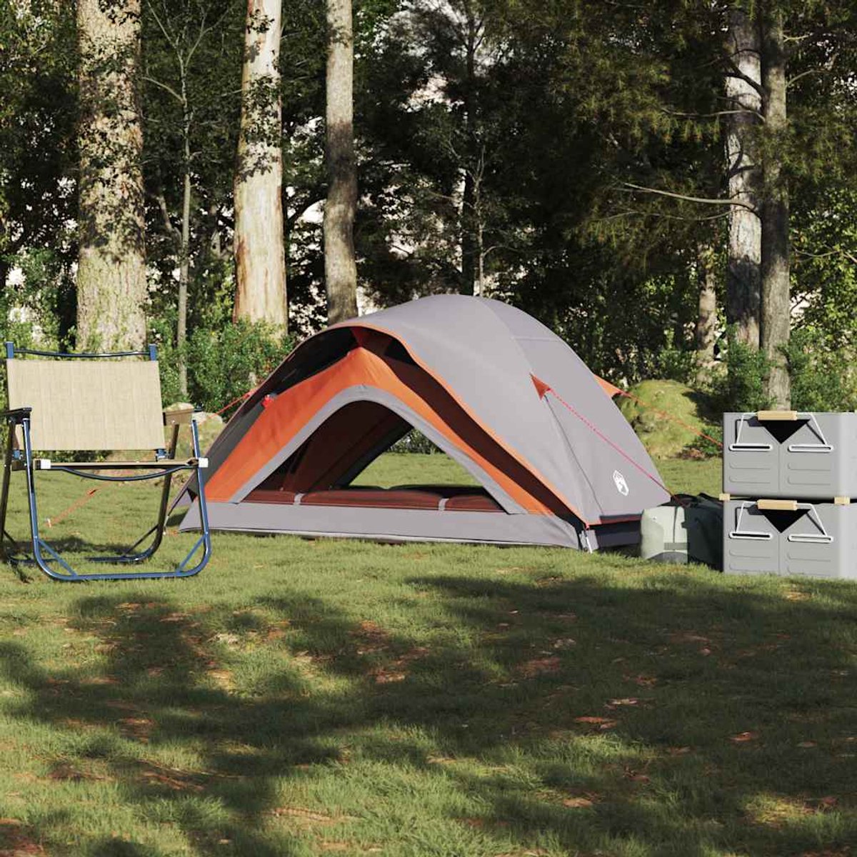 vidaXL - Tent - 1-persoons - waterdicht - grijs - en - oranje – foto 8