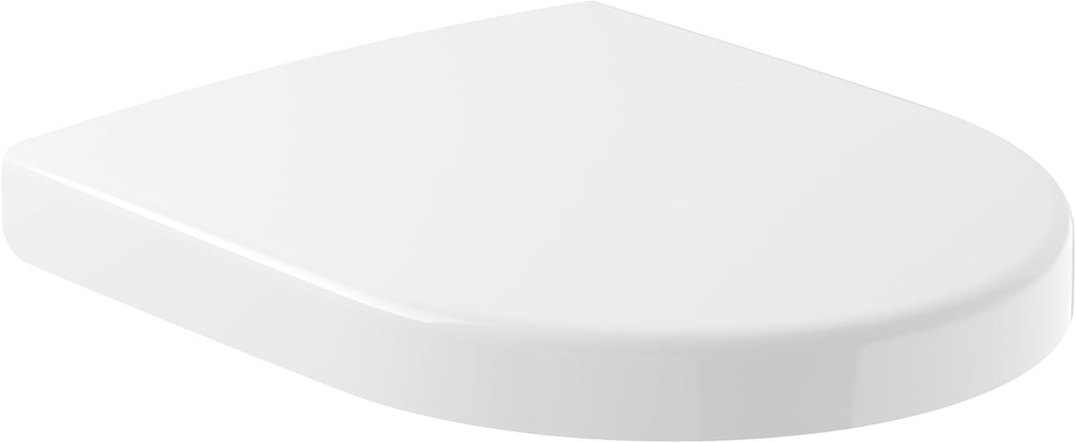 Compacte D-vormige WC-bril met Softclose Mechanisme - Duroplast Toiletdeksel, Afneembaar en Glanzend Wit