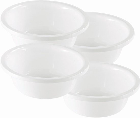 Novaliv Spoelbak, rond, 10 liter, diameter 40 cm, BPA-vrij, vaatwasmachinebestendig, ideaal voor keuken en camping, ronde kom, grote plastic kom, waskom, kunststof kom, deegkom