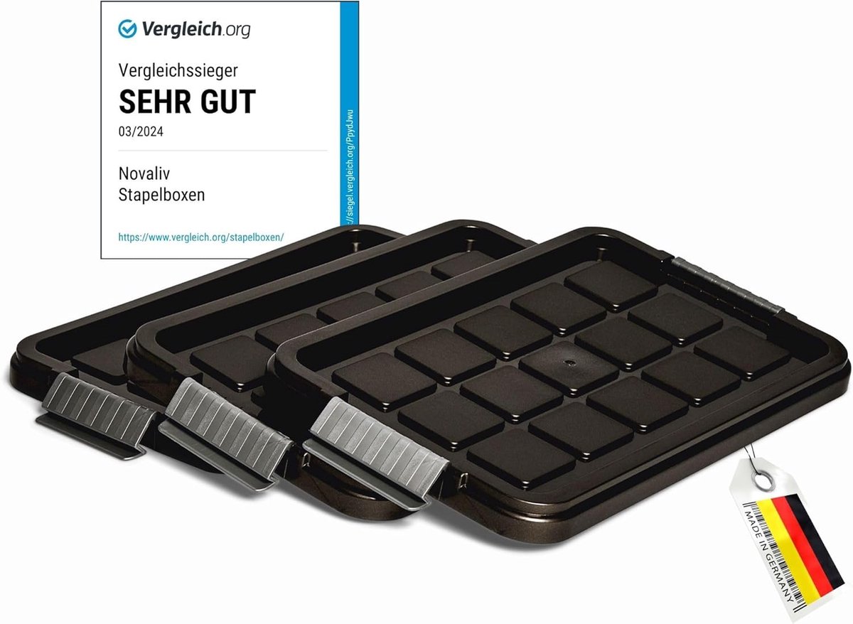 Novaliv 3X vervangingsdeksels 5 liter met clipsluiting 25x15 cm antraciet