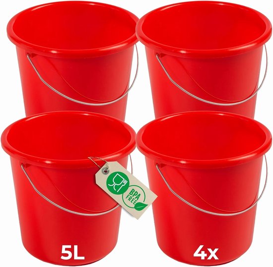 Vikan Hygiene emmer met schenktuit, rood, maatverdeling, 20ltr - Laboclean