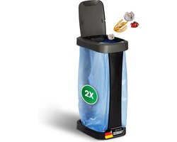 Novaliv 2x Afvalzakstandaard met deksel voor 70L-120L afvalzakken, extra robuuste en stevige standaard geschikt voor buitengebruik, gele zak Afvalzakstandaard Gele zakhouder Afvalbakstandaard Houder Afvalbak