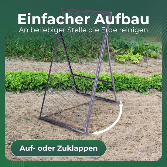Novatool grondzeef 100x50 cm, van gepoedercoat staal, zeef voor aarde, gazon, zand, compost, tuinzeef, metalen zeef, metalen tuinrooster, grondzeef, compostzeef, tuinaarde van Merkloos	 — afbeelding 4