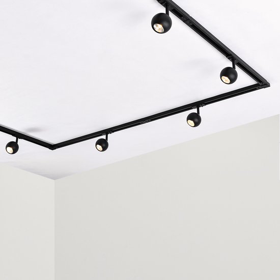 Système sur rail Design de 3 mètres monophasé avec 4 spots Dex - rail plafond