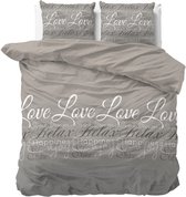 Sleeptime Flanel Love and Relax Dekbedovertrekset - Tweepersoons - 200x200/220 + 2 kussenslopen 60x70 - Taupe