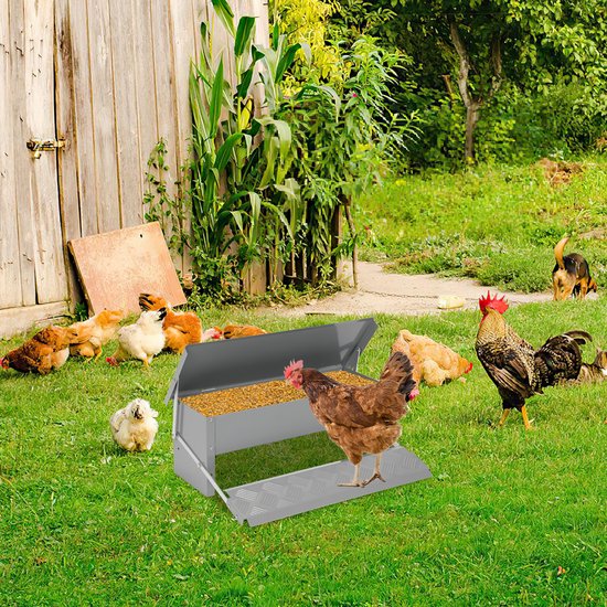 Kippenvoerbak Verzinkt 50cm voor makkelijk voeren van kippen
