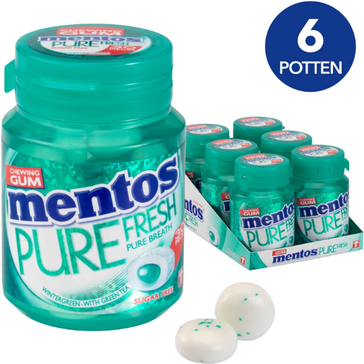 Mentos Gum | Pure Fresh | Wintergreen 30 | 6 stuks | 6 x 60 gram (30 stuks)