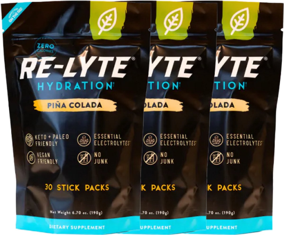 Re-Lyte | Hydration Drink Mix | Pina Colada 30 Stick Packs | 3 stuks | 3 x 190 gram