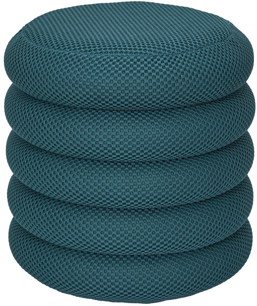 Home Deco Factory Poef/krukje Freya - stof - petrol blauw - met opbergruimte - D37 x H44 cm - bijzet stoeltjes