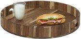 Home Deco Factory dienblad van Acacia hout - 40 x 5 cm - bruin - Hoge opstaande rand - voor glazen en kopjes - Rond
