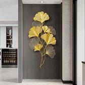 CHIWIN Ginko Serie - Wanddecoratie Metaal - 3D Muurdecoratie Goud - Moderne Minimalistisch Muurkunst - Handgemaak - Slaapkamer/Woonkamer - Eenvoudig te Monteren