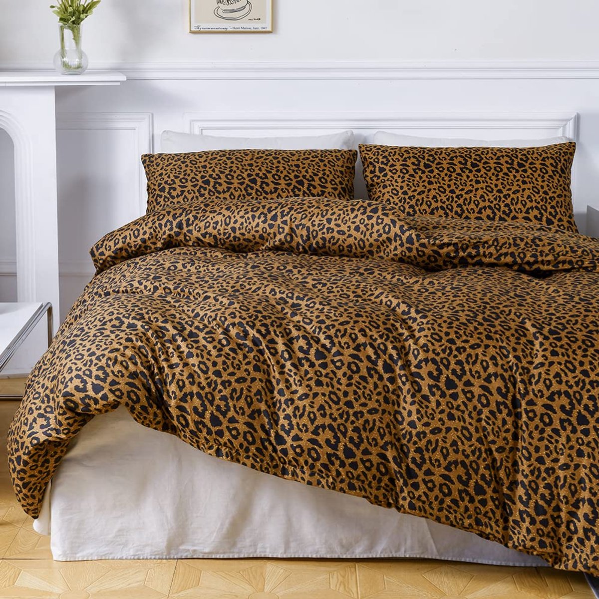 Ibenzoa Luxueuze Dierenprint Beddengoedset met Dubbelzijdig Ontwerp voor Stijlvolle Slaapkamers Bruin
