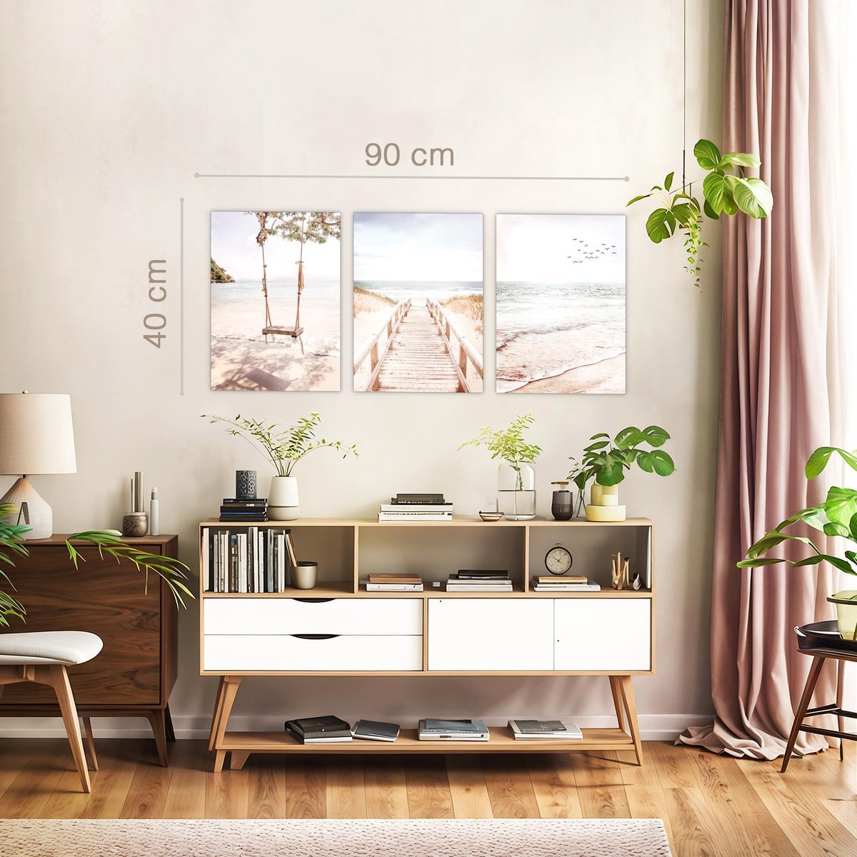 Ibenzoa Moderne Strand en Zee Boho Canvas Set voor Stijlvolle Woonkamer Decoratie