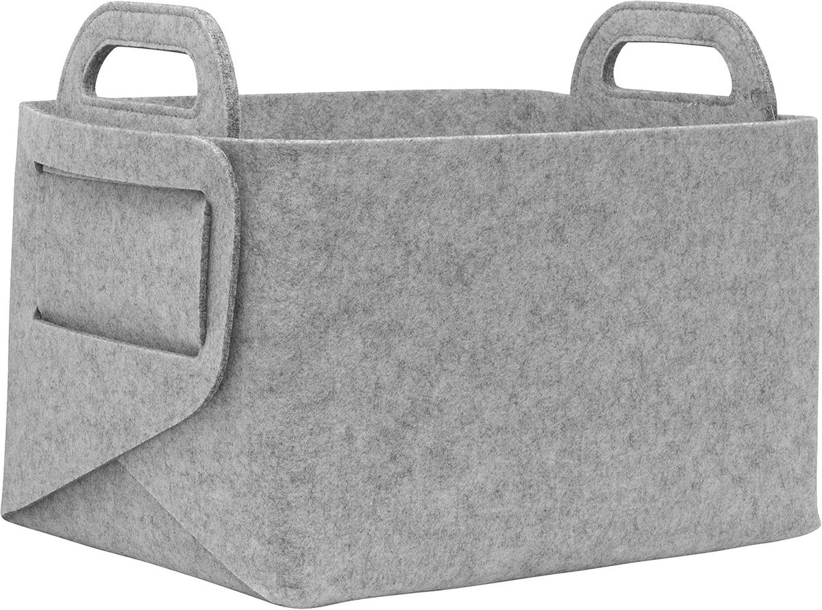 Multifunctionele Opbergtas - Opvouwbare Mand Met Handgrepen - Lichtgrijs 36 x 25 x 23 cm