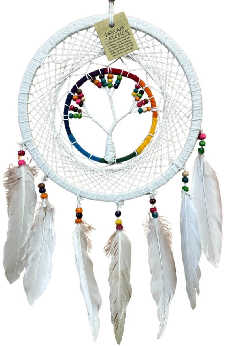 Dromenvanger Tree of Life Rainbow & White - Regenboog Kralen - 22cm