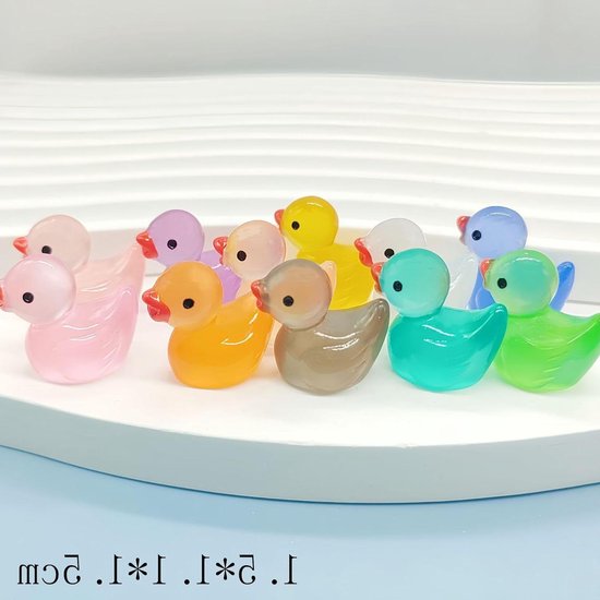 120 mini canards lumineux multicolores (15 x 15 x 11 cm) pour décoration de jardins miniatures, bonsaïs, aquariums et jardins - Couleur aléatoire