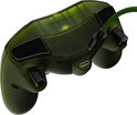 Onderkant van transparant groene Xbox controller met Hyperkin logo en groene kabel.