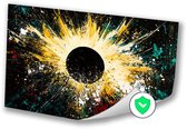 Gouden zonsverduistering abstract kunstwerk - Zon poster - Muurdecoratie eclipse - Abstract expressionisme - Design posters - Wanddecoratie - poster 100x70 cm