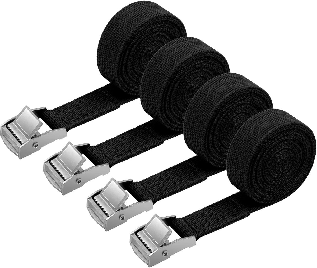 Ibenzoa® Verstelbare Zware Spanriemen voor Veilige Lading en Transport, Set van 4 Stuks, 4 Meter Lang