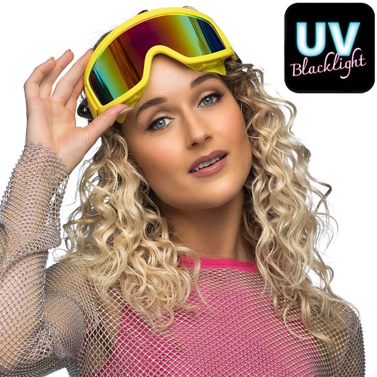 Boland - Party skibril neongeel Neon,Geel - Volwassenen - 80's & 90's - Disco - Retro - Old school - Festival - Carnaval - Themafeest